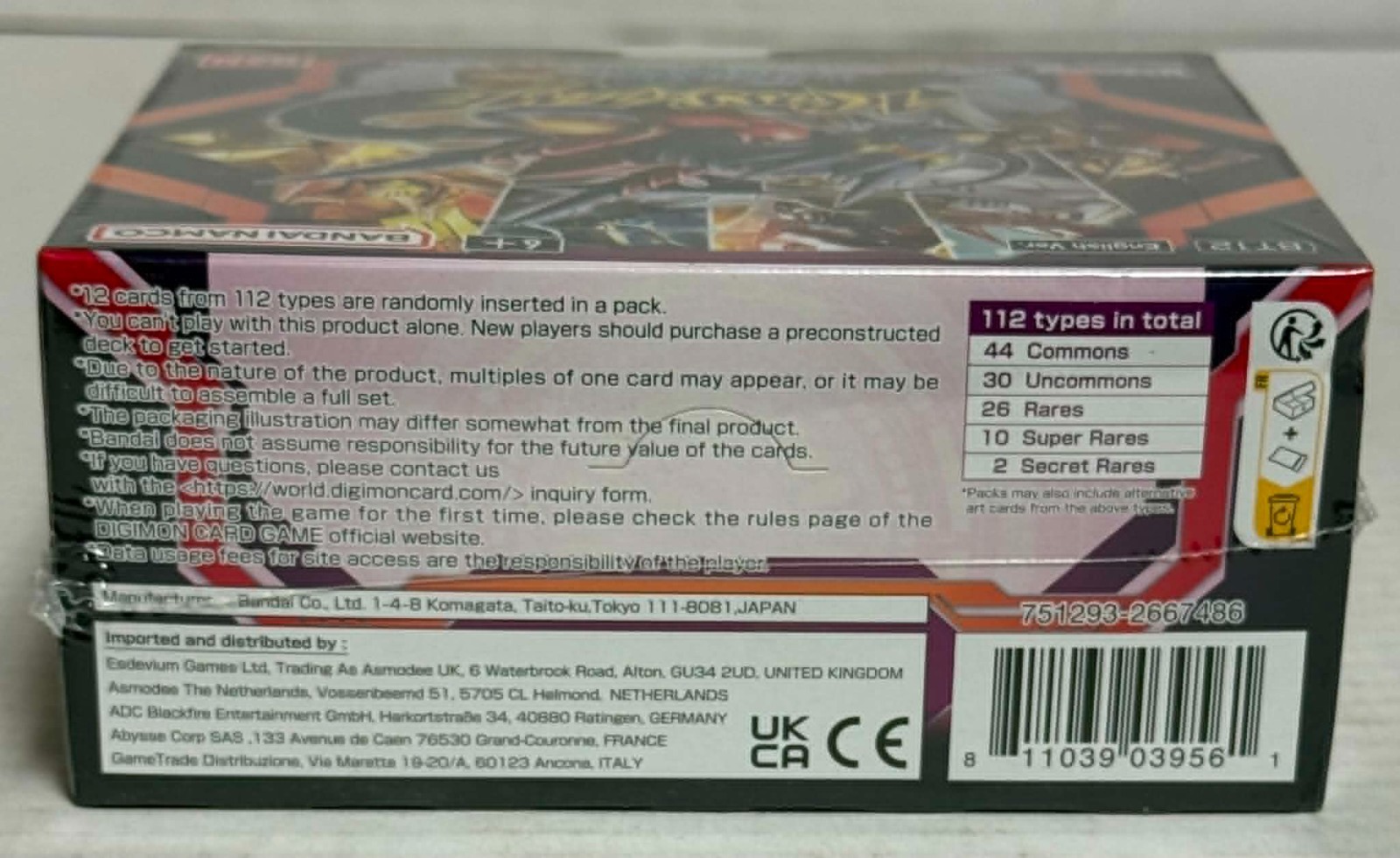 Digimon Card Game Across Time BT-12 Booster Box 24 Packs Per Box Factory Sealed