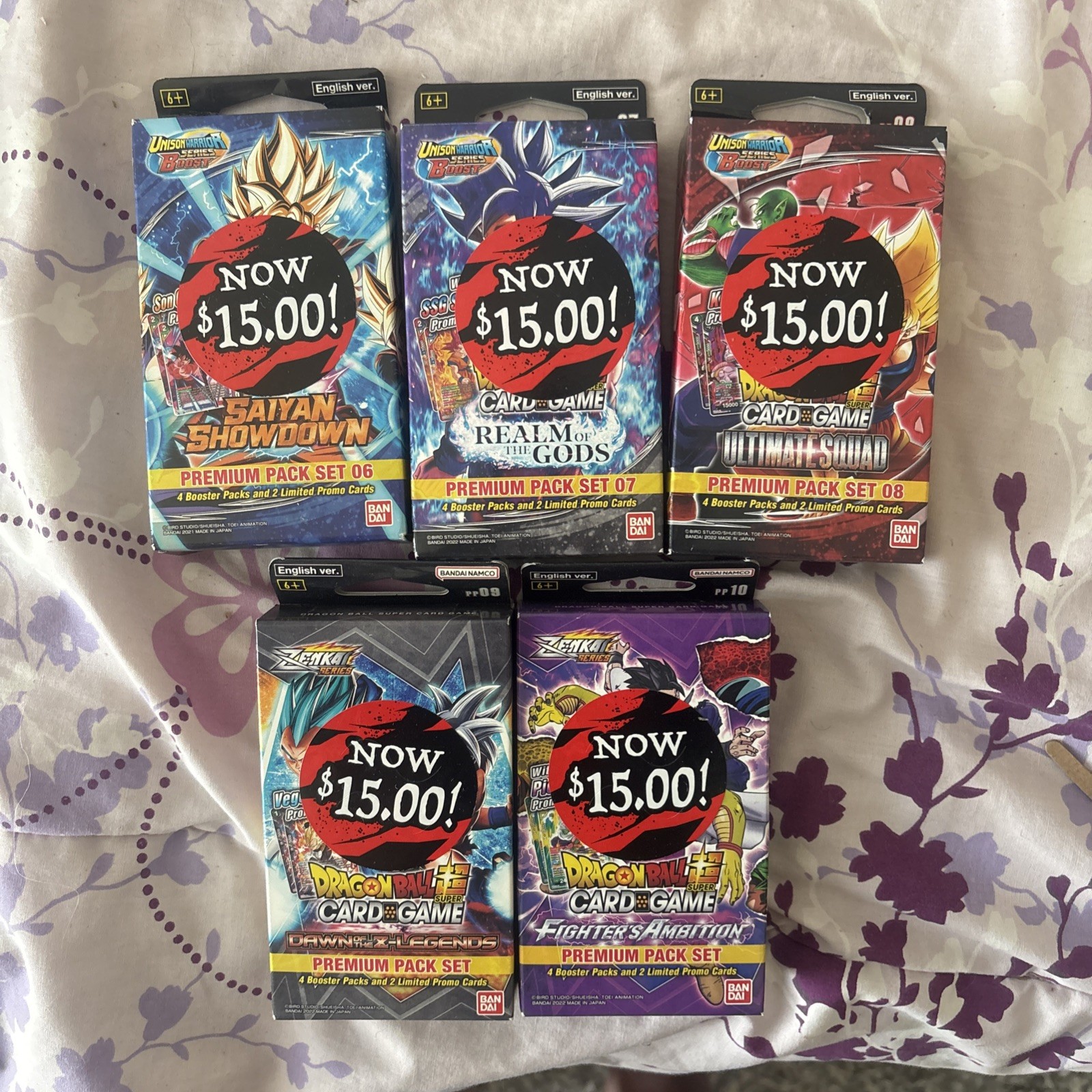 Dragon Ball Super Bundle – Realm of the Gods Pack Set 06,07,08,09,10 Bandai TCG