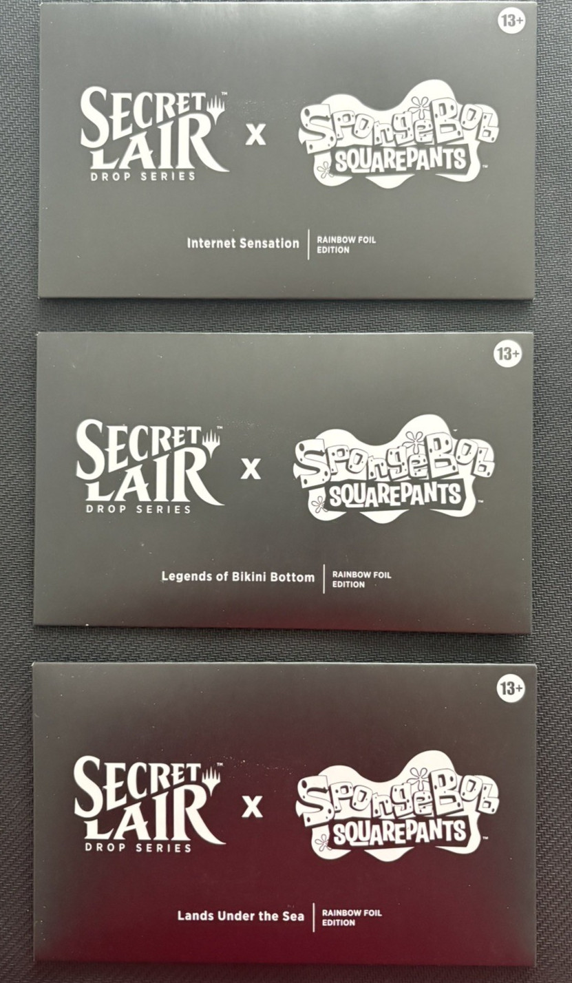 MTG Secret Lair Rainbow Foil Spongebob SquarePants x3 Bundle – SEALED