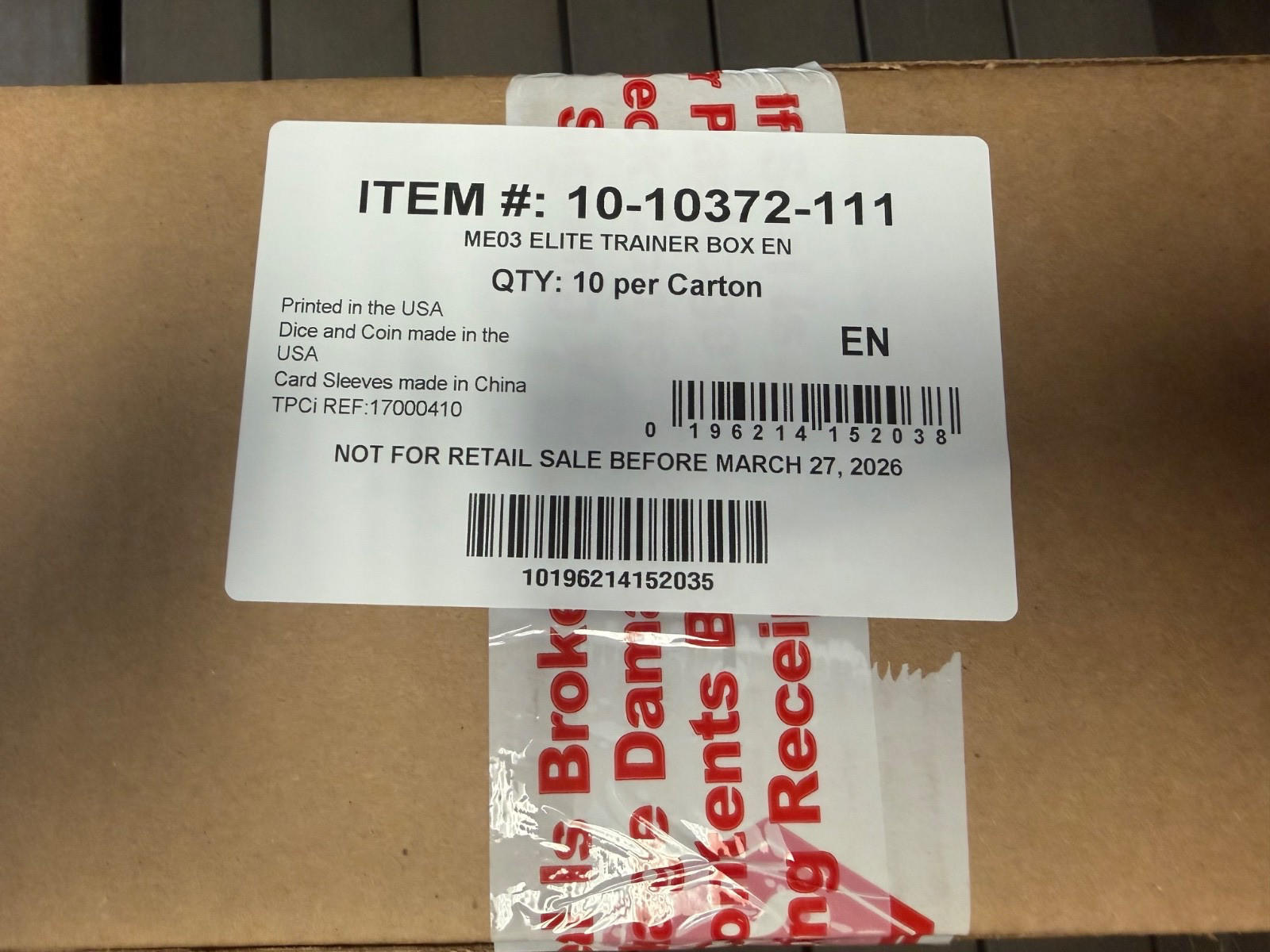Pokemon ME03 Mega Evolution PERFECT ORDER ELITE TRAINER BOX CASE 10 box IN HAND