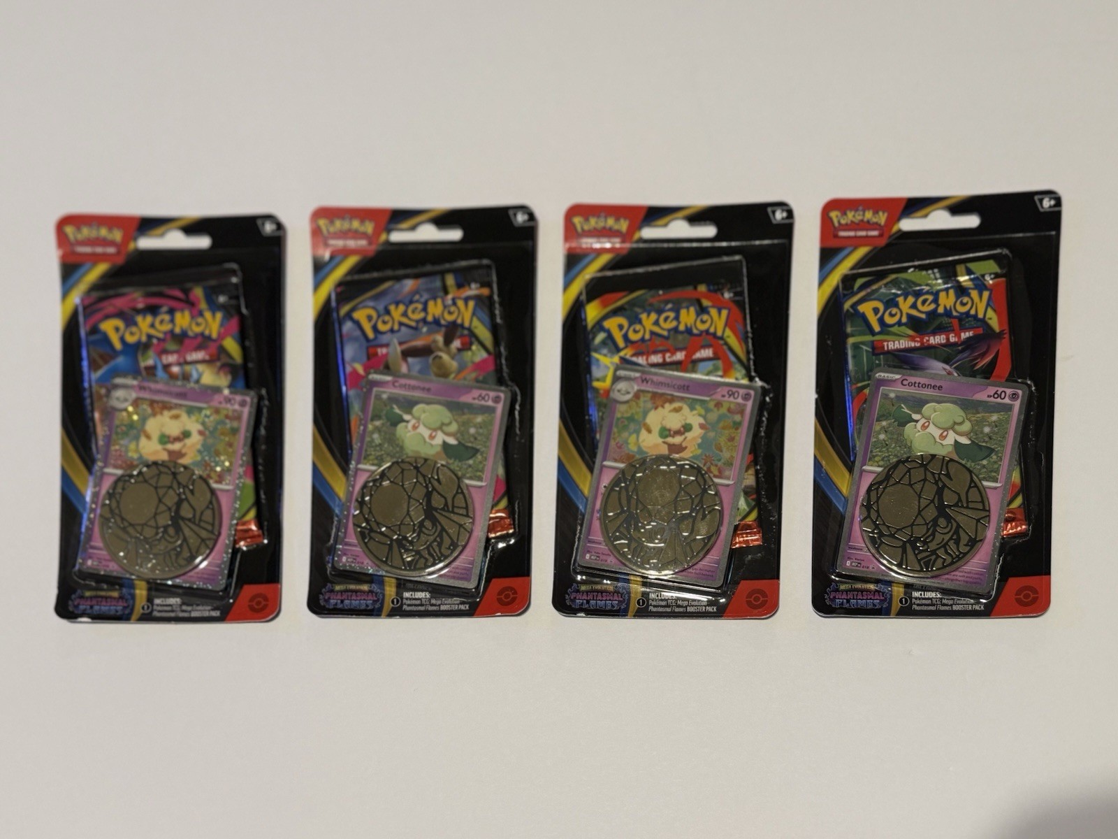Pokemon Phantasmal Flames ME02 Set Of 4 Cottonee/Whimsicott Blister Packs All 4