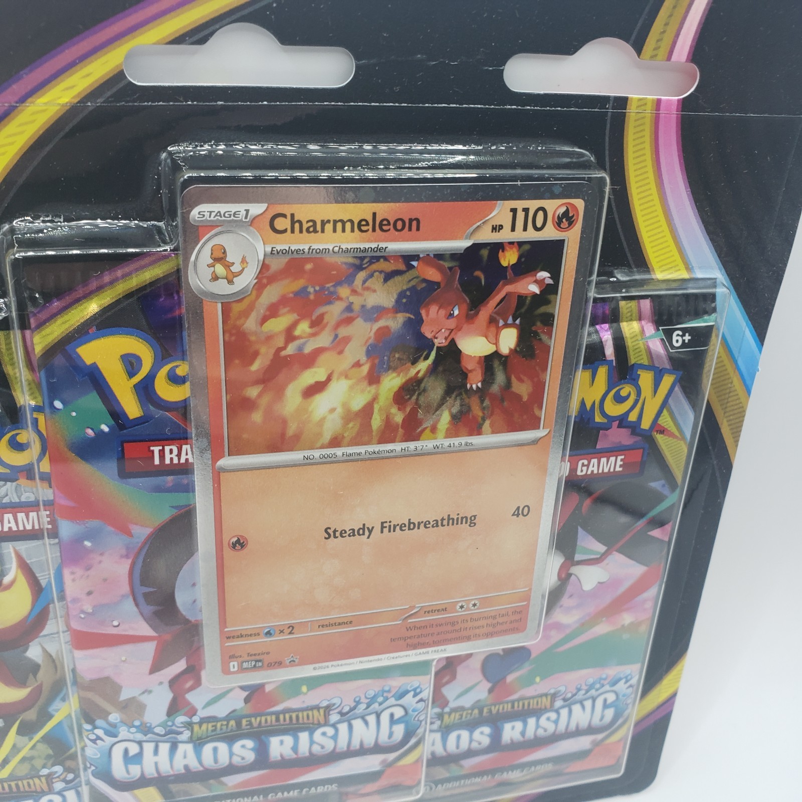 Pokemon Chaos Rising (ME04) 3 Pack Blister (Charmeleon Promo) [Brand New]