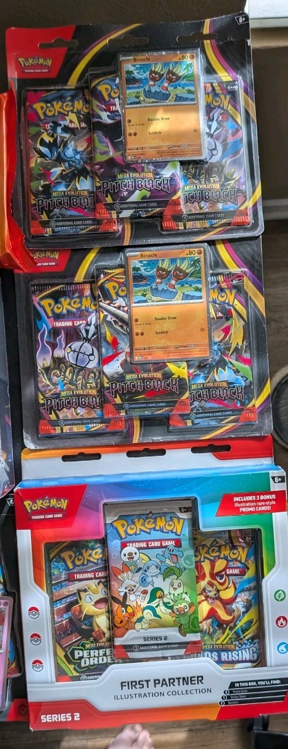 POKEMON TCG LOT Pitch Black 1 ETB,2) 3 Pack Blisters, 13 Evalution, 1 Trick ETC!