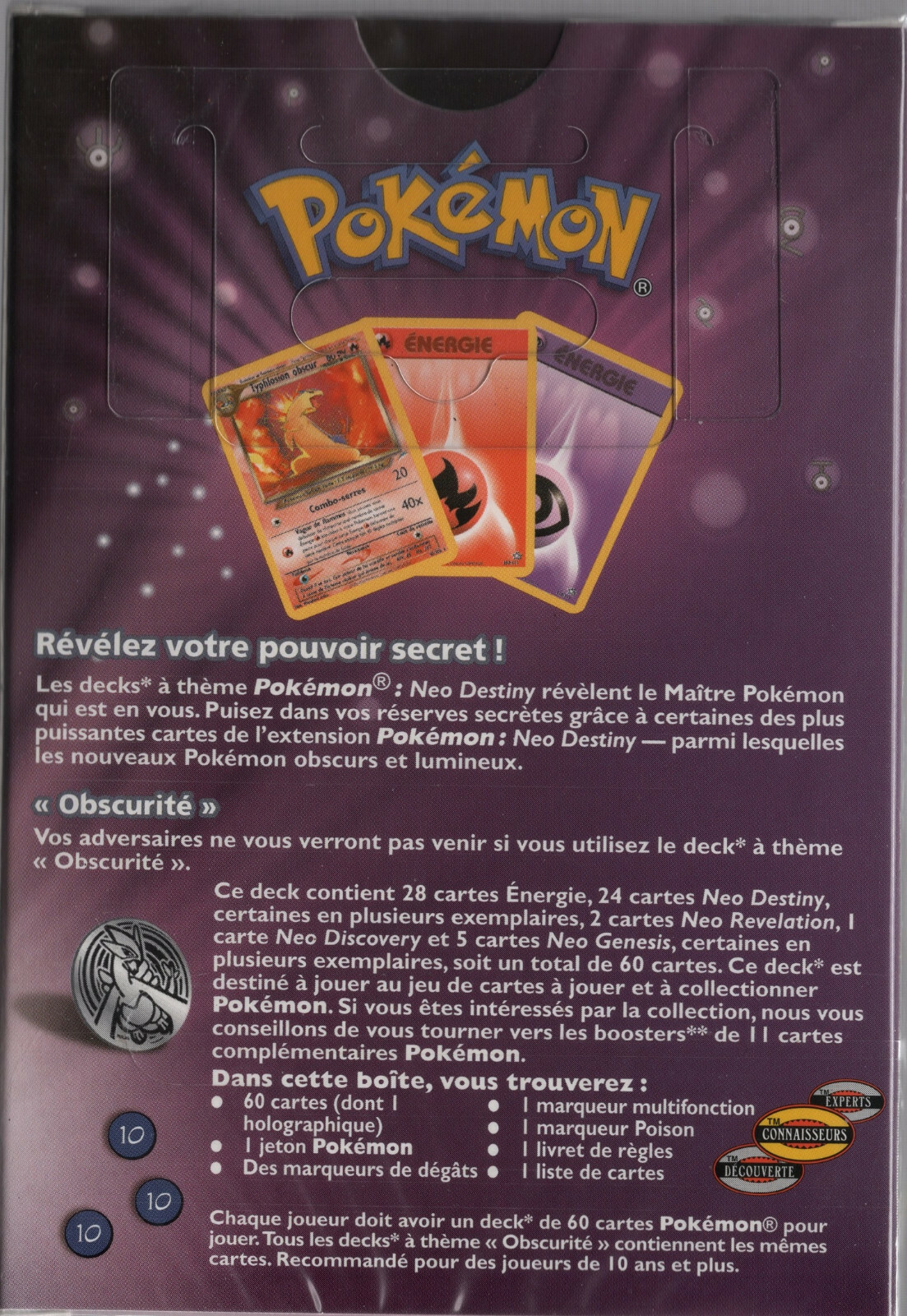 Pokemon FRENCH Neo Destiny Darkness Theme Deck – OBSCURITE – FACTORY SEALED