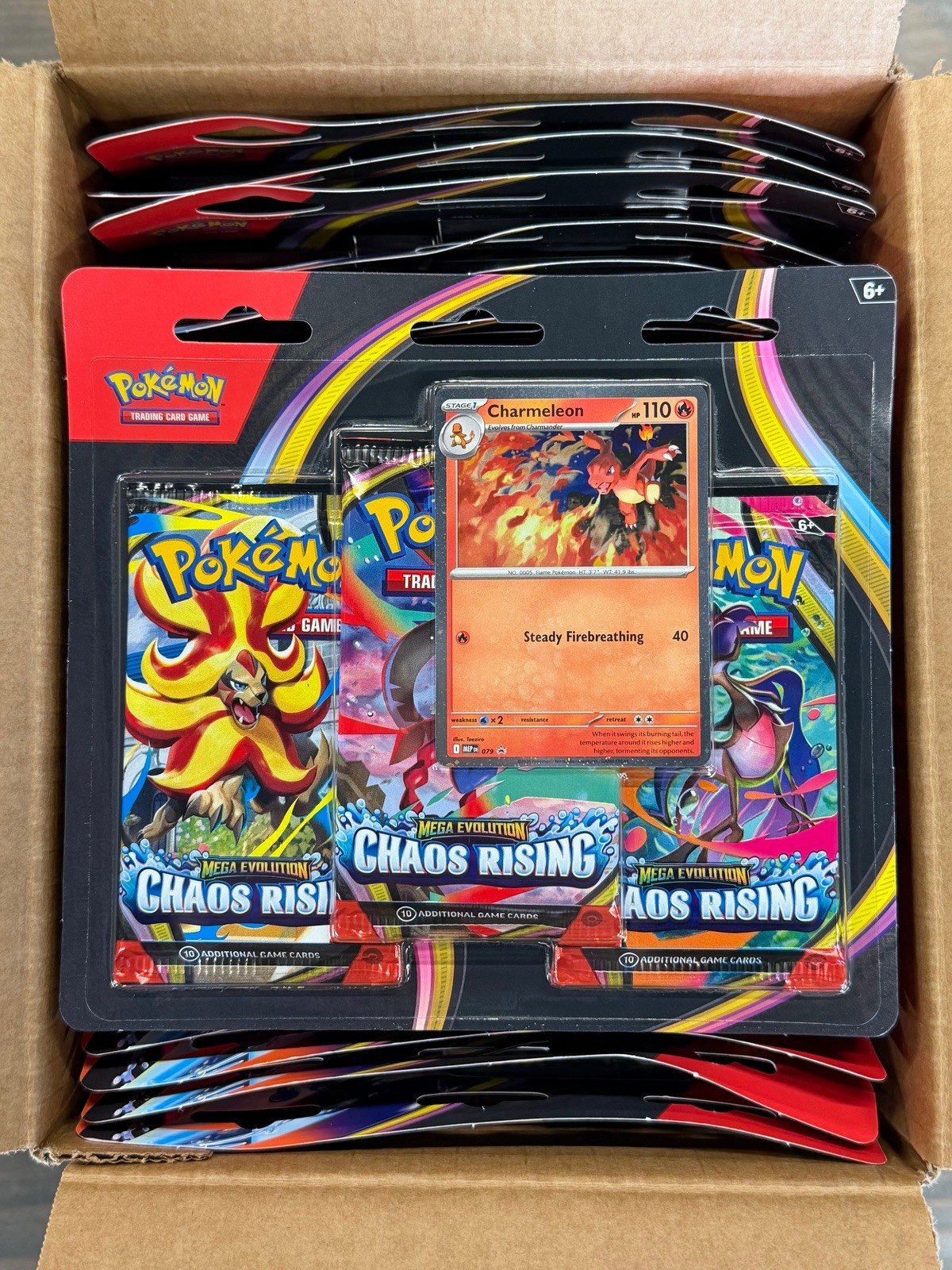 Pokemon x1 Chaos Rising (ME04) 3 Pack Blister Factory Sealed Charmelon Promo