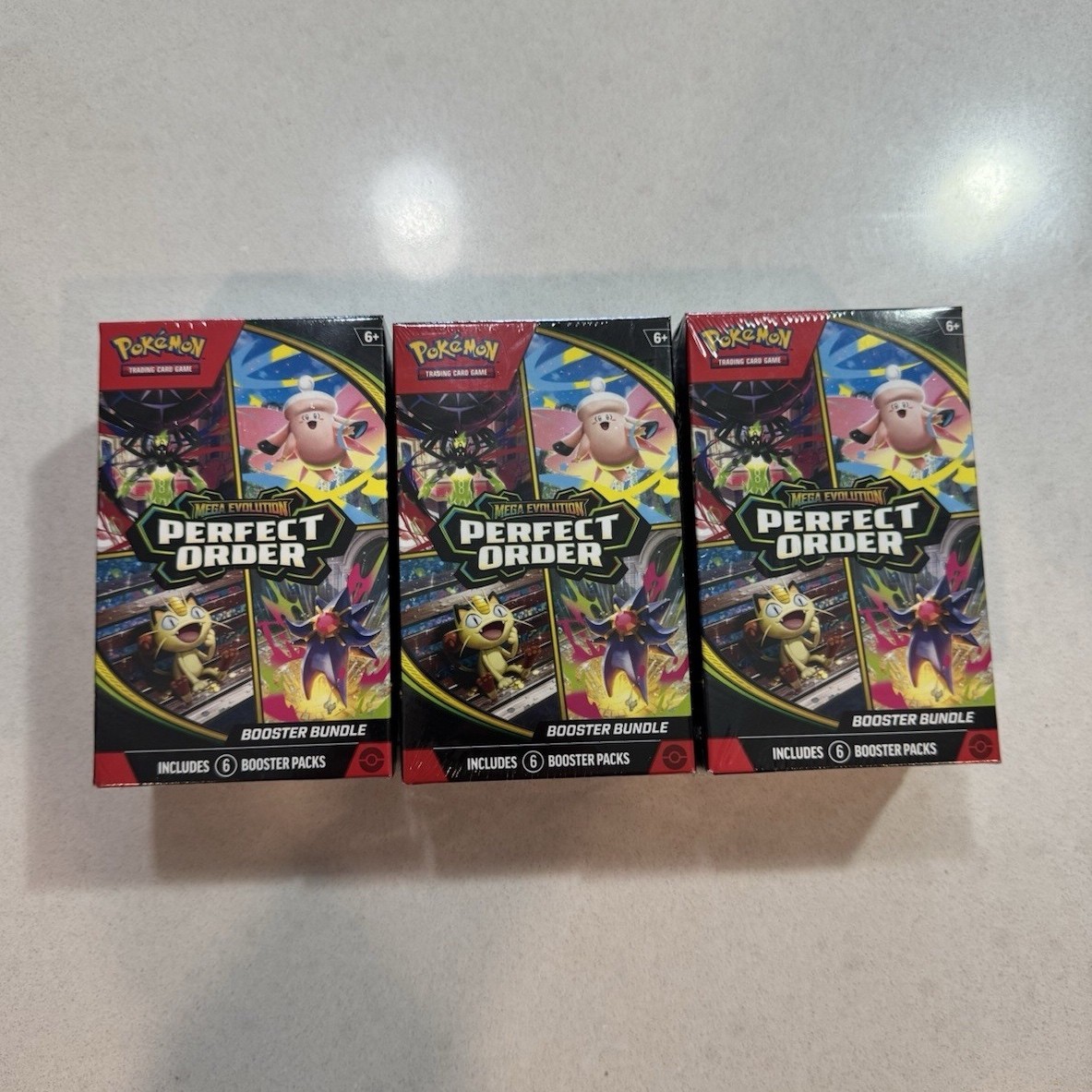 Pokémon TCG Mega Evolution: Perfect Order Booster Bundle 18 Packs Lot of 3 NEW