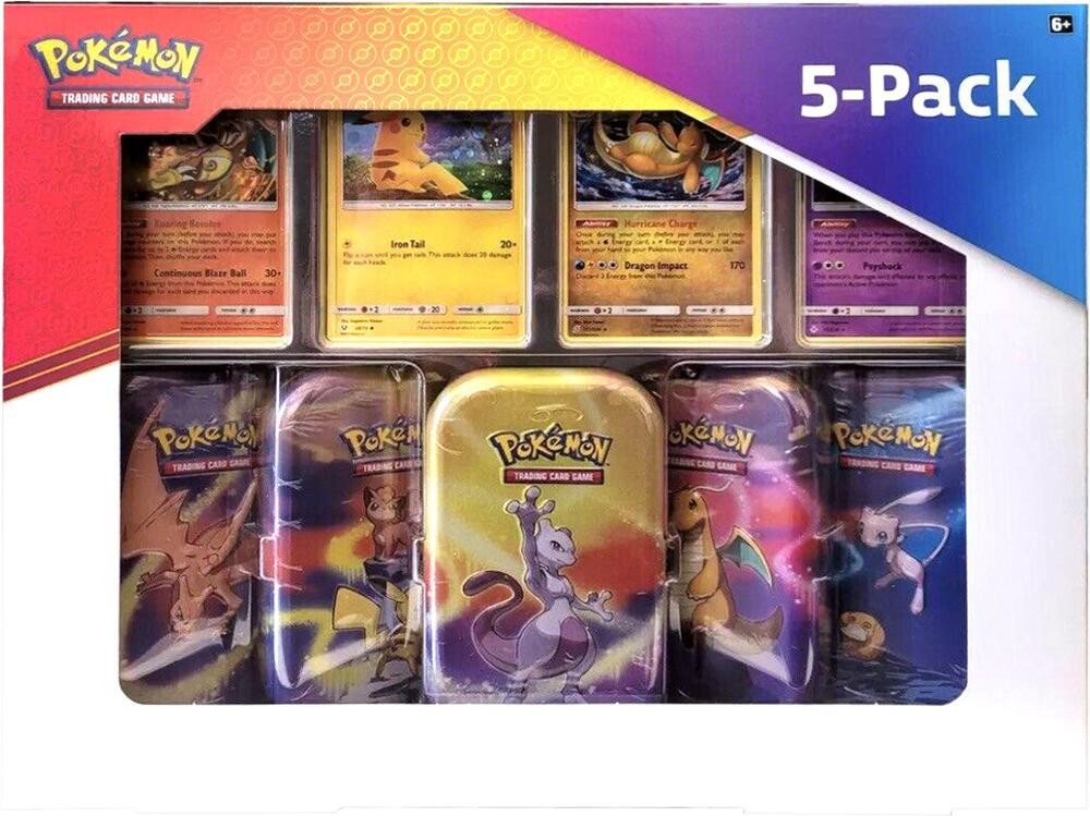 Pokemon Kanto Power Costco 5 Pack Mini Tin Box Mewtwo Art SEALED NEW