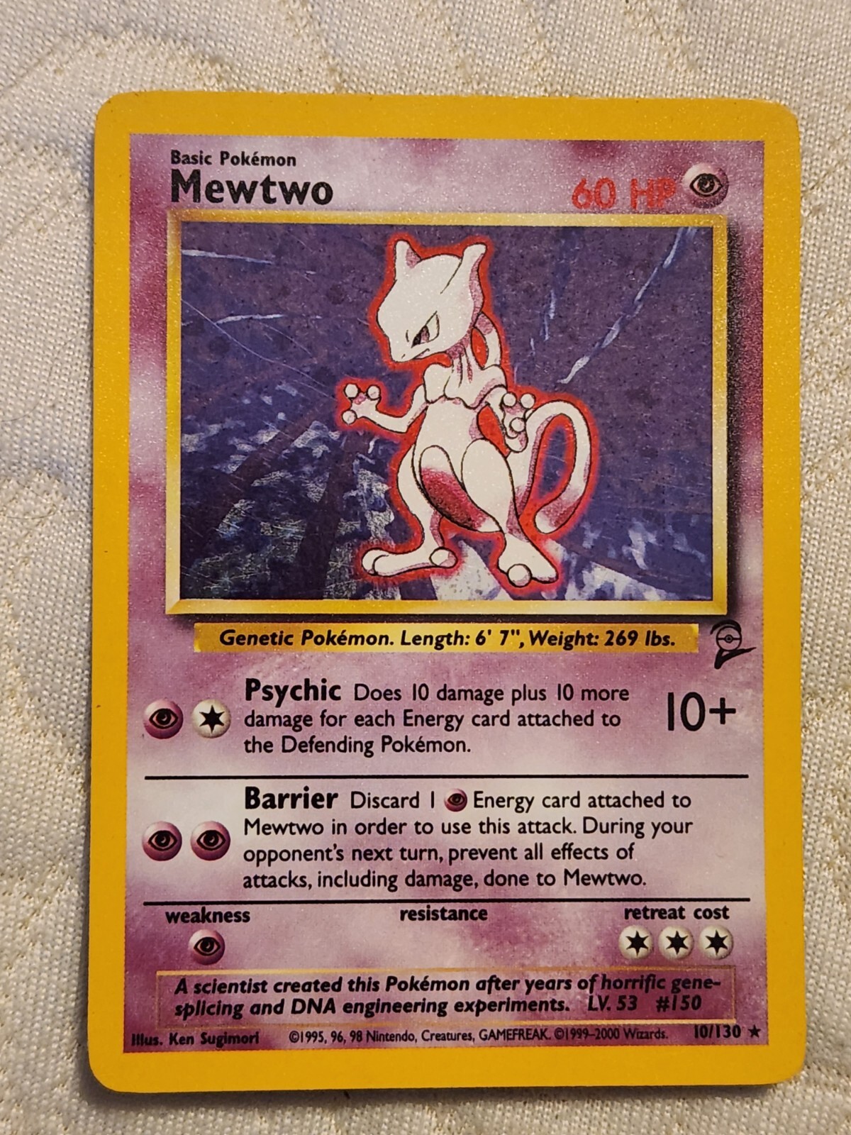 1995 Original mewtwo pokemon rare holo card Near mint condition