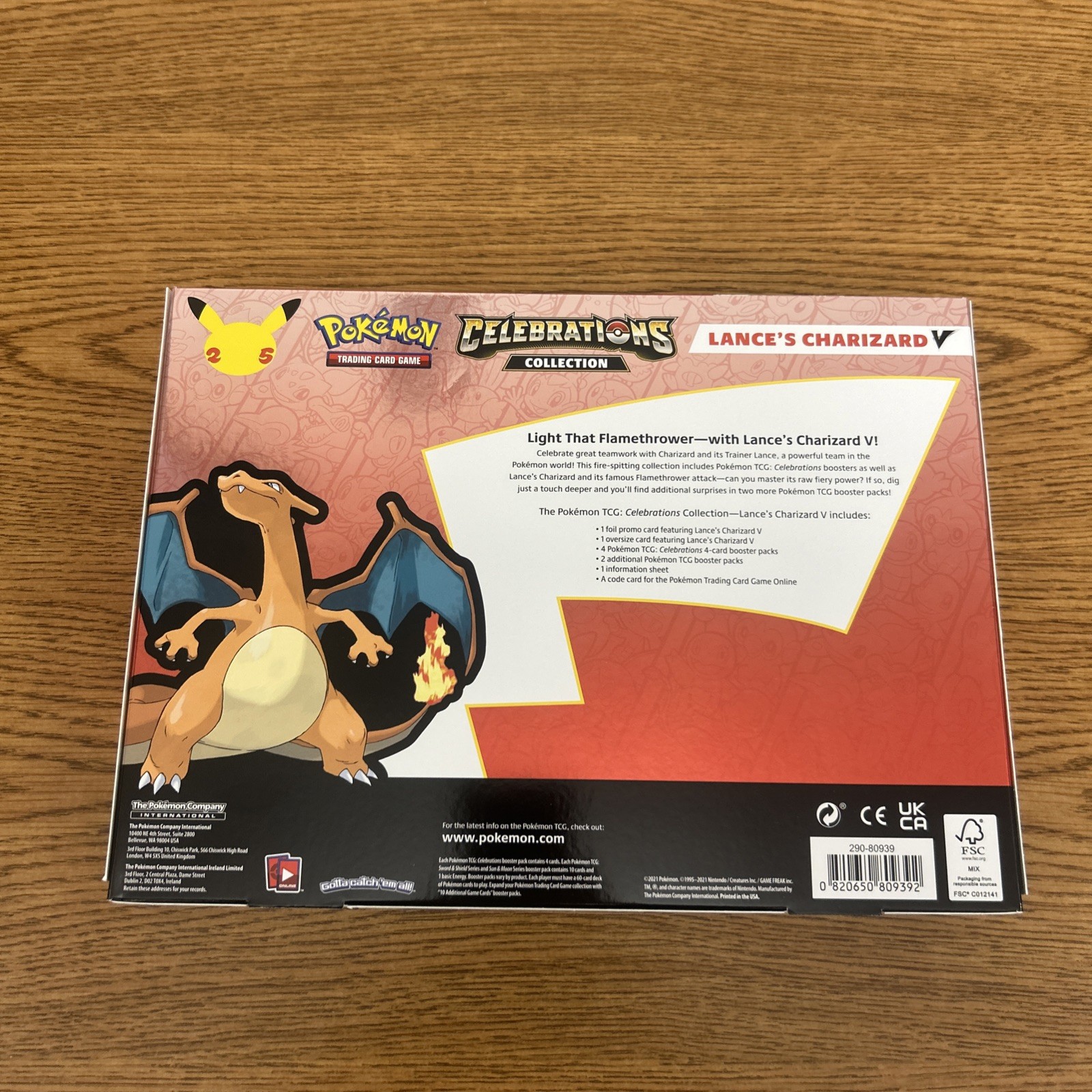 Pokemon 25th Anniversary Celebrations Lances Charizard V Collection Box Sealed –