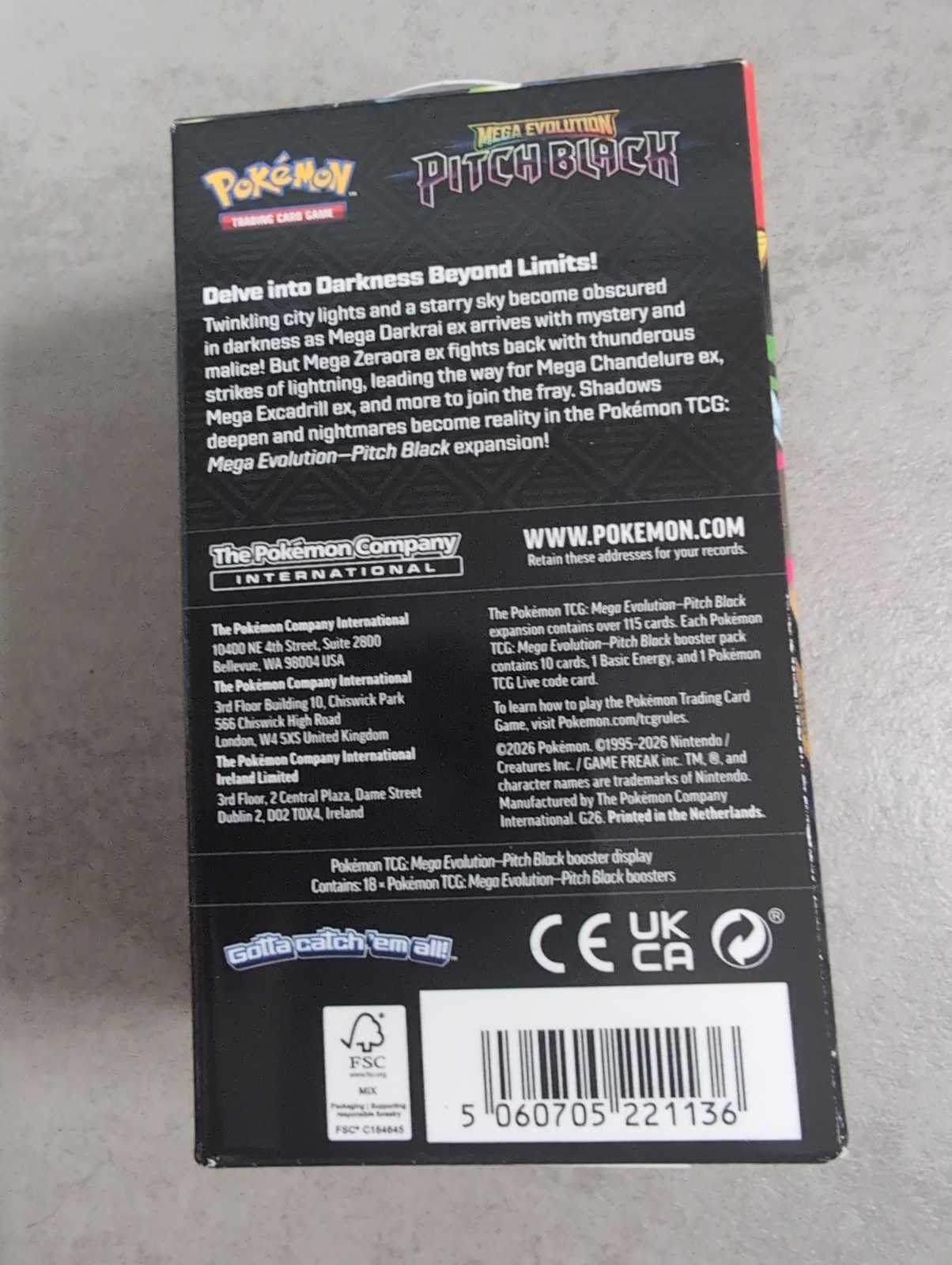 Pokemon TCG Mega Evolution Pitch Black Half Booster Box 18 Packs Sealed New