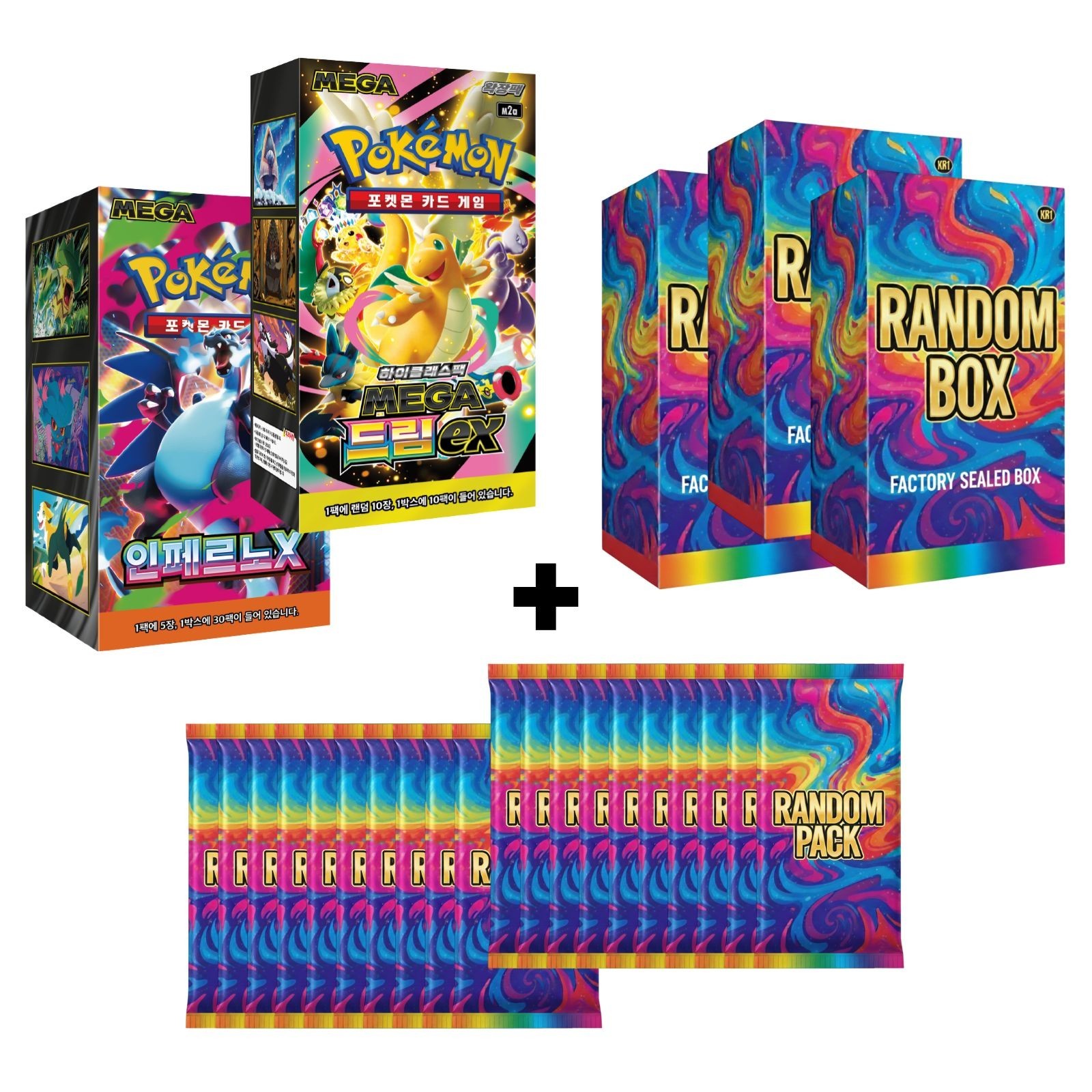 5x Pokemon TCG Korean Booster Box SEALED (Inferno X + Mega Dream ex +3 Random)