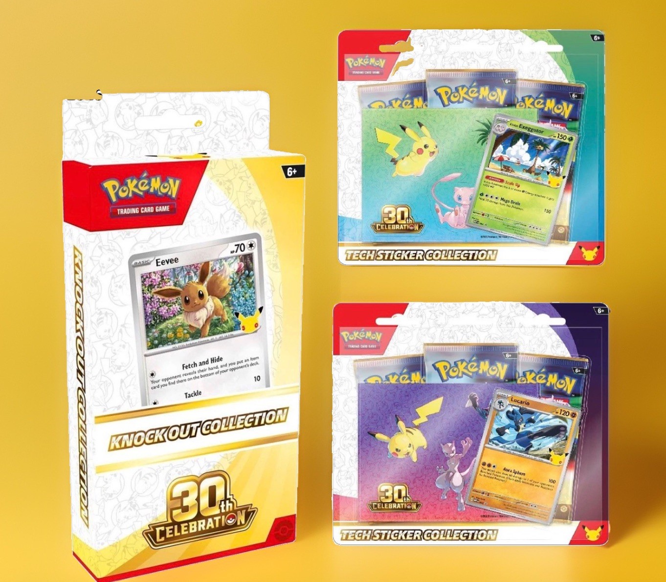 Pokemon Tcg: 30th Celebration Tech Sticker both versions + Knock Out Collection