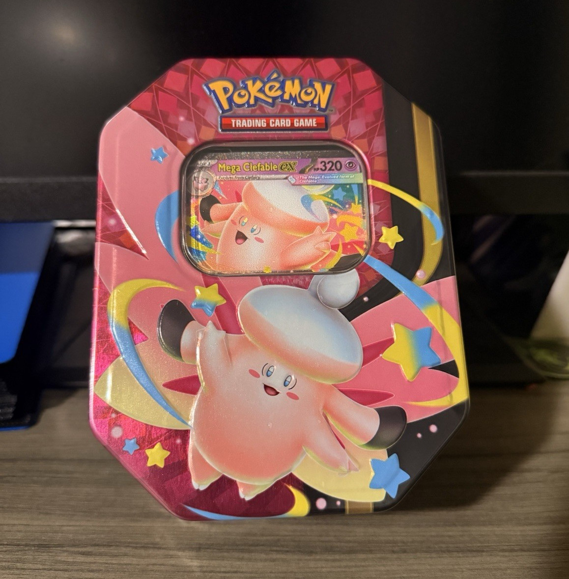 Pokémon TCG Mega Moon Tin Metal Box English Clefable Gengar Age 6+