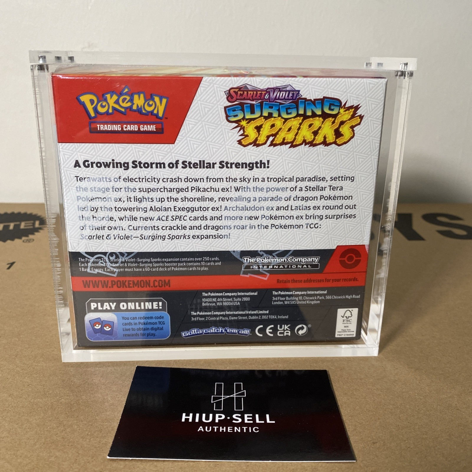 Pokémon Surging Sparks Booster Box 36 Packs – NEW & SEALED with acrylic case