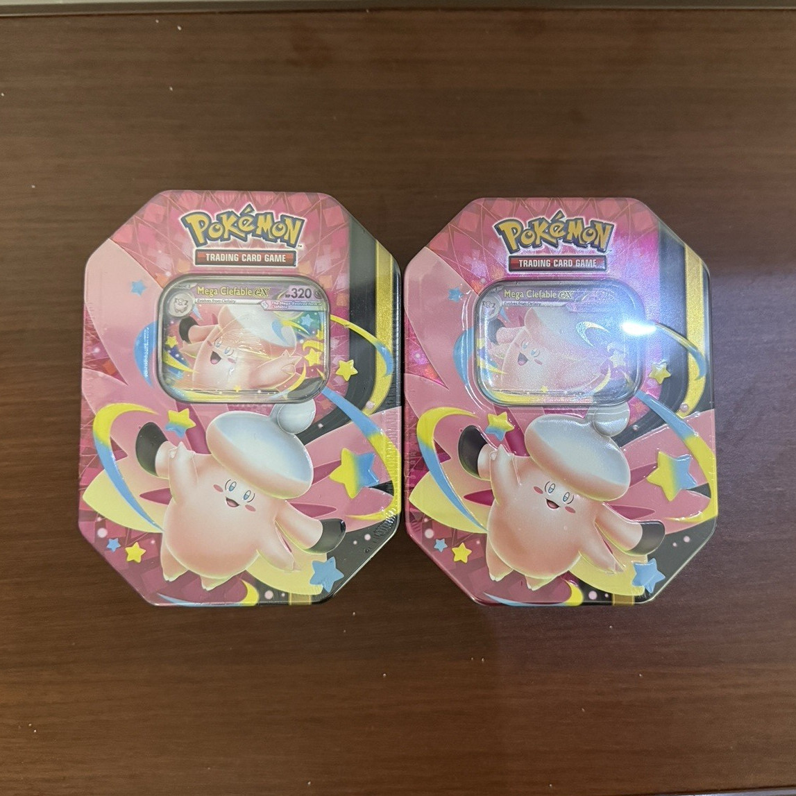 Pokémon TCG Mega Evolution Clefable & Gengar Pin Collection Tins Lot of 2
