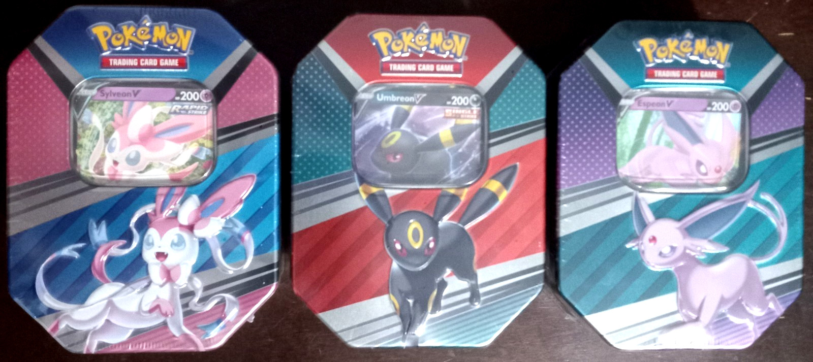 3x Evolving Skies V Hero Tin Full Set Umbreon Espeon Sylveon – Sealed -HoneyComb