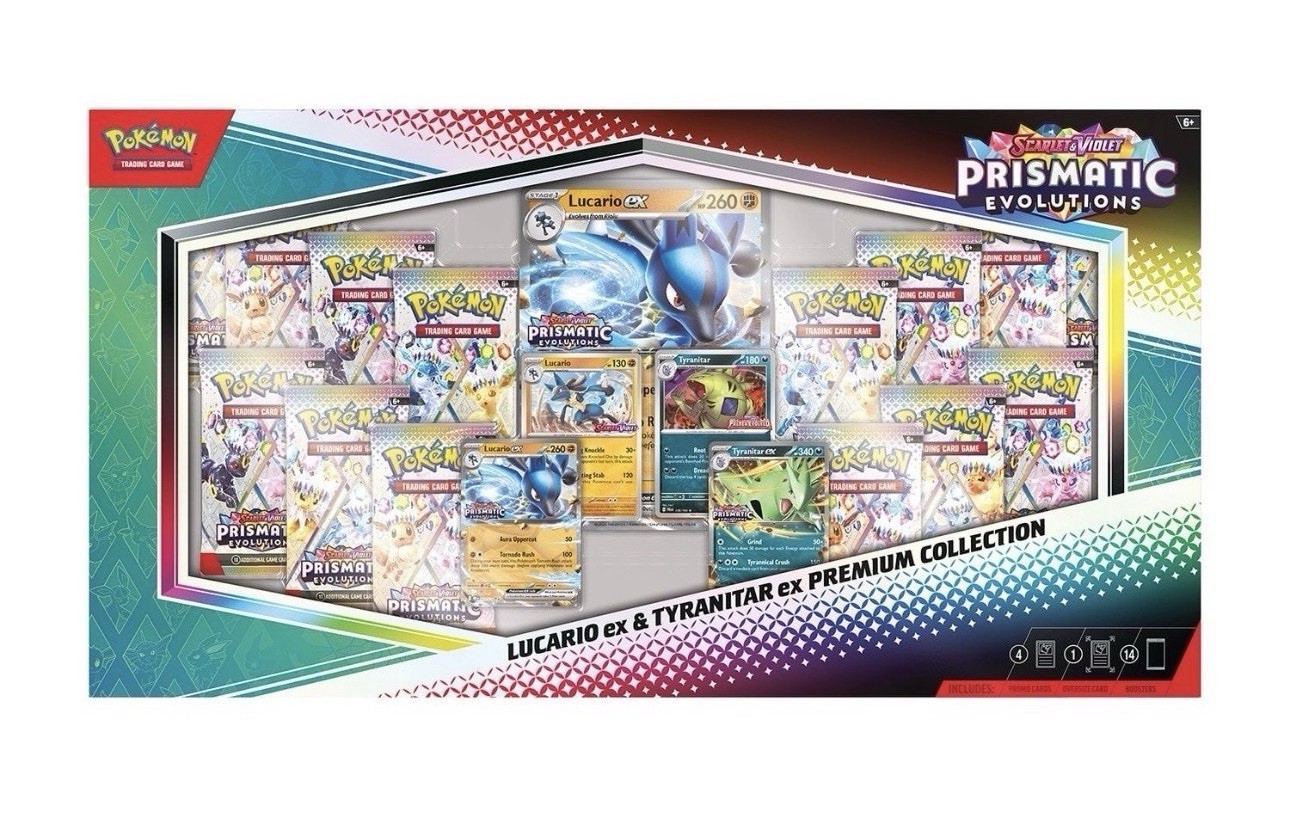 Pokemon Lucario Ex Tyranitar Ex Premium Collection Prismatic Evolution wear box
