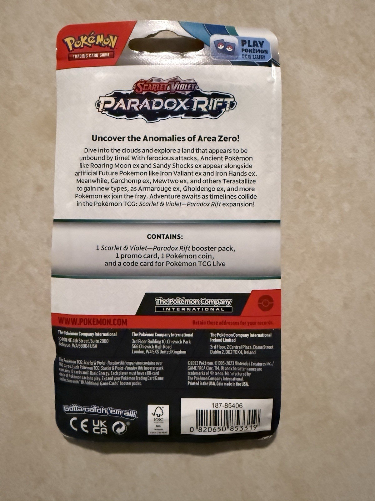 Pokemon TCG Paradox Rift Checklane Blister Booster Pack with Promo holo