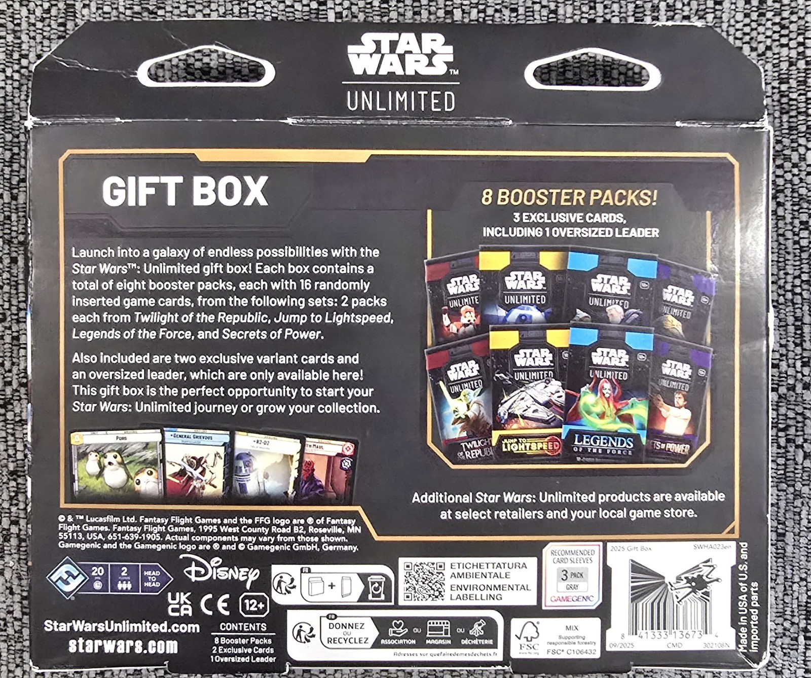 Fantasy Flight Games Star Wars Unlimited Gift Box 8 Boosters 3 Exclusive Cards