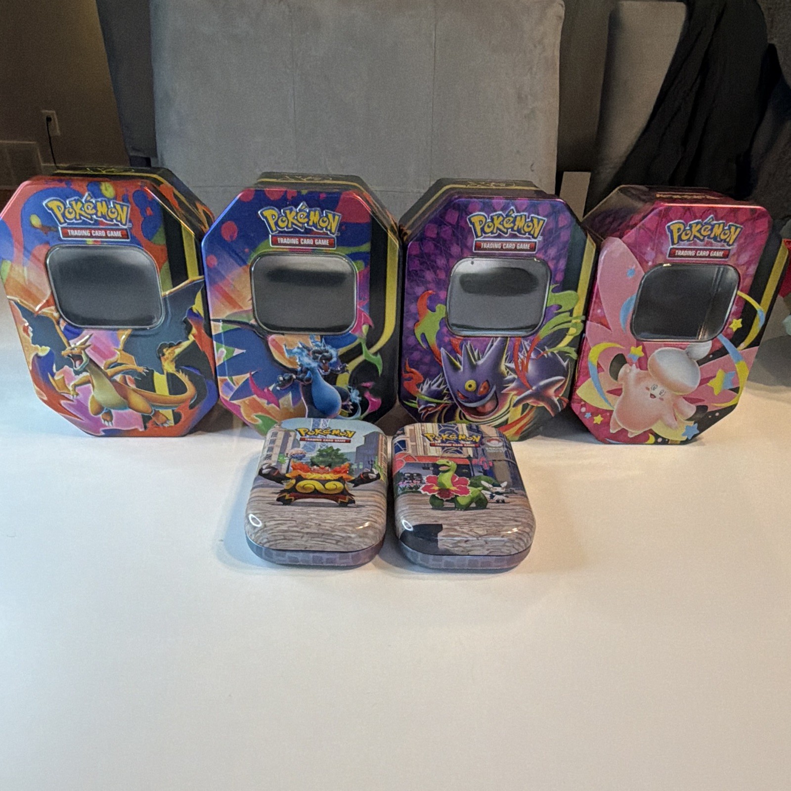 TCG Tin Lot (6) Mega Charizard/Moonlit/Paldea NO PACKS
