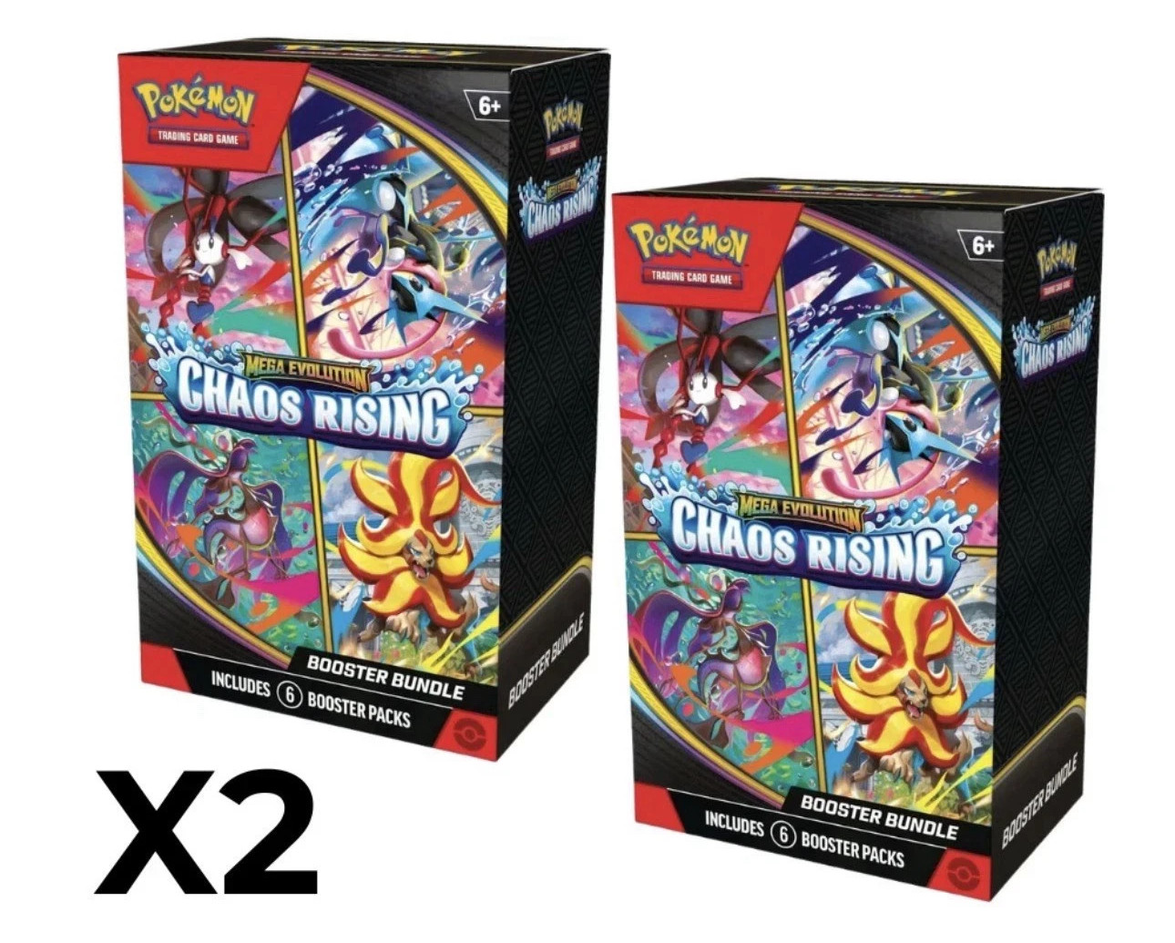 Pokemon TCG Mega Evolution Chaos Rising Lot of 2 Booster Bundle Boxes New Sealed